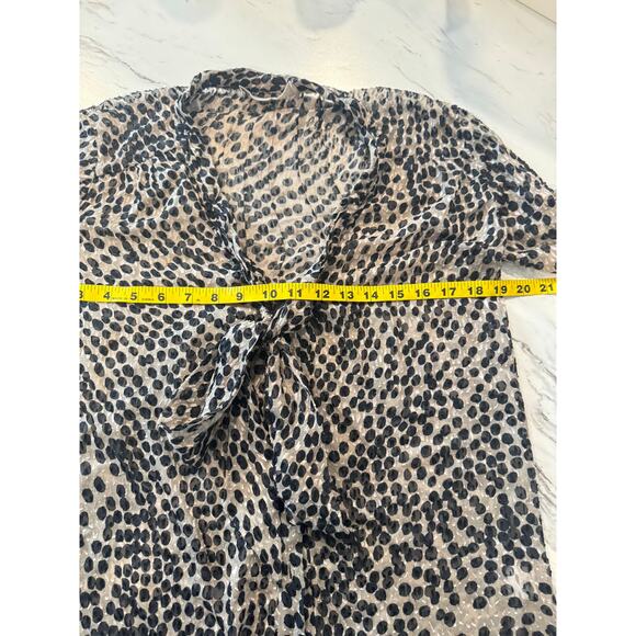 Jason Wu Black Polka Dot Sheer Tie Neck Blouse Size 6 Silk Blend Made in USA - Picture 3 of 7